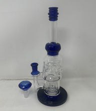 Unique Design 11" Thick Glass Rig Shower Perc. Blue Diamond Bowl