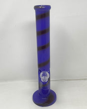 Blue with Black Swirl 12" Thick Glass Straight Bong Slide in stem with Bowl