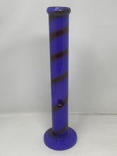 Blue with Black Swirl 12" Thick Glass Straight Bong Slide in stem with Bowl