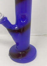 Blue with Black Swirl 12" Thick Glass Straight Bong Slide in stem with Bowl