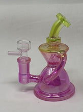 Beautiful Iridescent Light Green and Pink 5" Thick Glass Bong