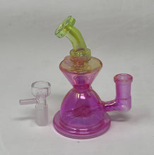 Beautiful Iridescent Light Green and Pink 5" Thick Glass Bong