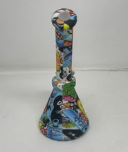 7" Silicone Detachable Unbreakable Beaker Bong Graphic Design with Bowl