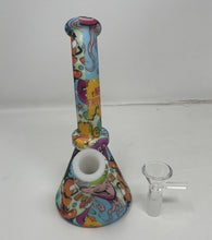 7" Silicone Detachable Unbreakable Beaker Bong Graphic Design with Bowl