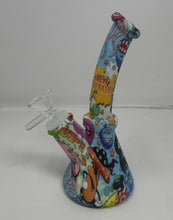 7" Silicone Detachable Unbreakable Beaker Bong Graphic Design with Bowl