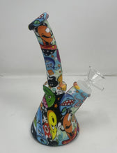 7" Silicone Detachable Unbreakable Beaker Bong Graphic Design with Bowl