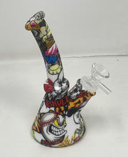 7" Silicone Detachable Unbreakable Beaker Bong Graphic Design with Bowl