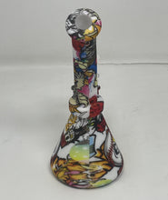 7" Silicone Detachable Unbreakable Beaker Bong Graphic Design with Bowl