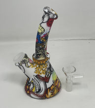 7" Silicone Detachable Unbreakable Beaker Bong Graphic Design with Bowl