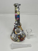 7" Silicone Detachable Unbreakable Beaker Bong Graphic Design with Bowl