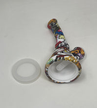7" Silicone Detachable Unbreakable Beaker Bong Graphic Design with Bowl