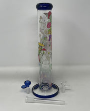 Multi Mushroom Design 14" Straight Thick Glass Water Pipe Bong - 2 bowls
