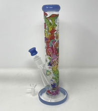 Multi Mushroom Design 14" Straight Thick Glass Water Pipe Bong - 2 bowls