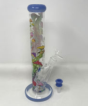 Multi Mushroom Design 14" Straight Thick Glass Water Pipe Bong - 2 bowls
