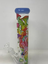 Multi Mushroom Design 14" Straight Thick Glass Water Pipe Bong - 2 bowls