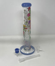 Multi Mushroom Design 14" Straight Thick Glass Water Pipe Bong - 2 bowls