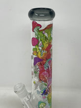Multi Mushroom Design 14" Straight Thick Glass Water Pipe Bong - 2 bowls