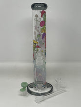 Multi Mushroom Design 14" Straight Thick Glass Water Pipe Bong - 2 bowls