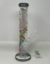 Multi Mushroom Design 14" Straight Thick Glass Water Pipe Bong - 2 bowls