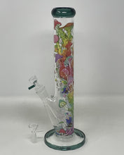 Multi Mushroom Design 14" Straight Thick Glass Water Pipe Bong - 2 bowls