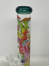 Multi Mushroom Design 14" Straight Thick Glass Water Pipe Bong - 2 bowls