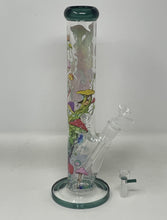 Multi Mushroom Design 14" Straight Thick Glass Water Pipe Bong - 2 bowls