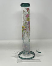 Multi Mushroom Design 14" Straight Thick Glass Water Pipe Bong - 2 bowls
