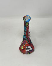 7" Silicone Detachable Unbreakable Beaker Bong Graphic Design with Bowl