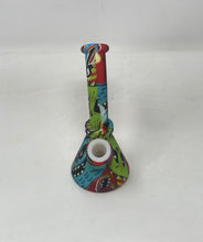 7" Silicone Detachable Unbreakable Beaker Bong Graphic Design with Bowl