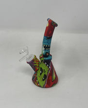 7" Silicone Detachable Unbreakable Beaker Bong Graphic Design with Bowl