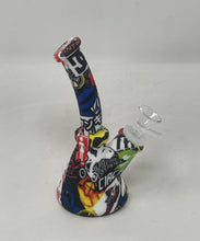 7" Silicone Detachable Unbreakable Beaker Bong Graphic Design with Bowl