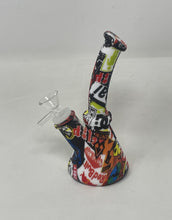 7" Silicone Detachable Unbreakable Beaker Bong Graphic Design with Bowl