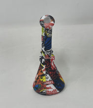7" Silicone Detachable Unbreakable Beaker Bong Graphic Design with Bowl
