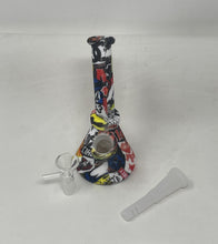 7" Silicone Detachable Unbreakable Beaker Bong Graphic Design with Bowl