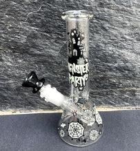 8" Beaker Bong Thick Glass Glow in the Dark Design - Monster Party