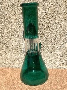 8" Beaker Glass Bong including Shower Dome Perc, Ice Catcher & Stem w/Bowl - Sour Apple