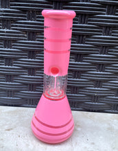 8" Glass Beaker Bong Dome Perc Ice Catchers Slide in stem w/Bowl Pink Design