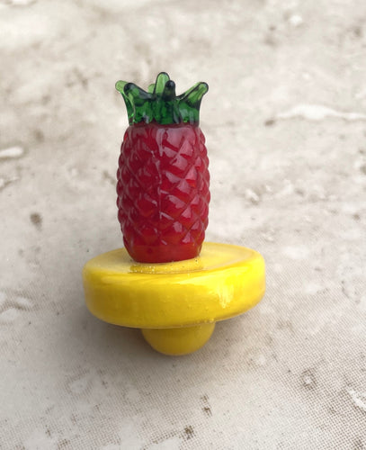 Handmade Glass Red Pineapple Carb Cap