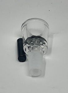 Beautiful Thick Glass 14mm Male Bowl Black Handle & Black Glass Screen built in