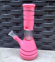 8" Glass Beaker Bong Dome Perc Ice Catchers Slide in stem w/Bowl Pink Design