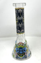Thick Glass 10" Beaker Bong with Alien & Marijuana Leaf Design