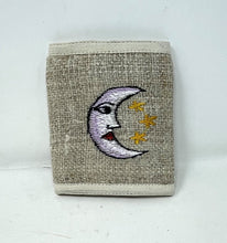 Organic Pure Hemp Handmade Trifold Wallet - Embroidered Crescent Moon