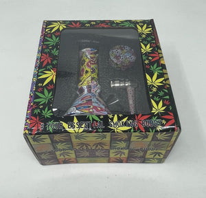 Collectible 6" Beaker Bong, Grinder, Metal Hand Pipe Day of the Dead Set