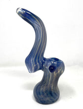 Thick Blue Stripe Glass 7" Bubbler Handmade