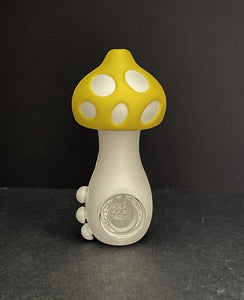 Collectible Thick Silicone Unbreakable Detachable Mushroom Hand Pipe - Yellow