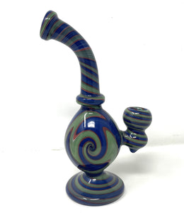 Beautiful Handmade Swirl colors Thick Glass 8.5" Bubbler