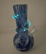 Blue Design 6" Thick Soft Glass Stem Attached w/Screen Bowl Swirl Glow the dark