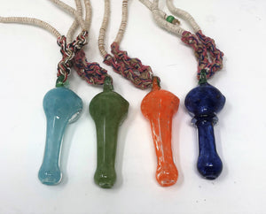 Natural Hemp Necklace with Functional 3" Glass Hand Pipe Color Random we pick