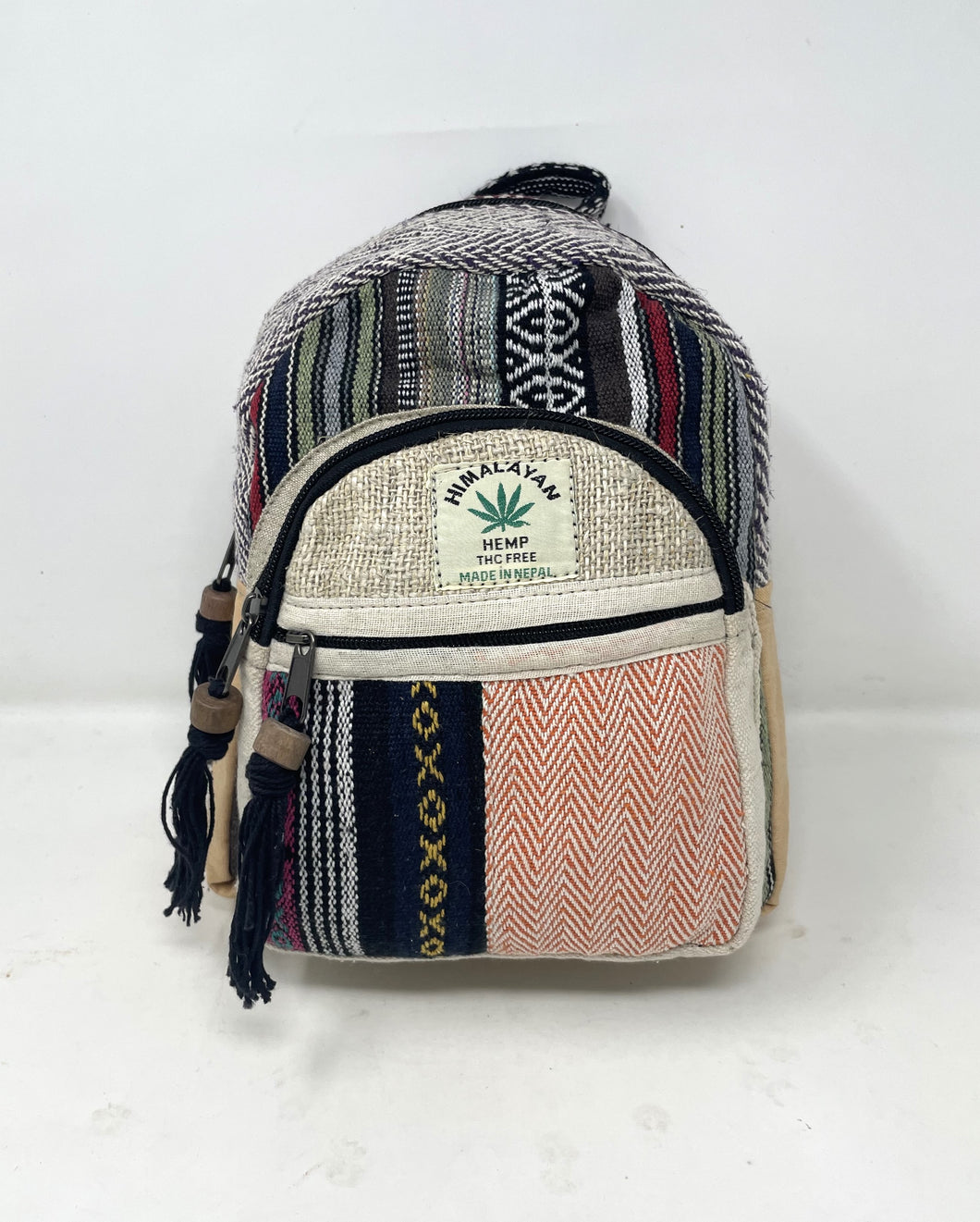 Himalayan Pure Hemp Mini Backpack with Tassels