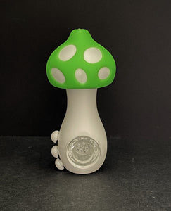 Collectible Thick Silicone Unbreakable Detachable Mushroom Hand Pipe - Green